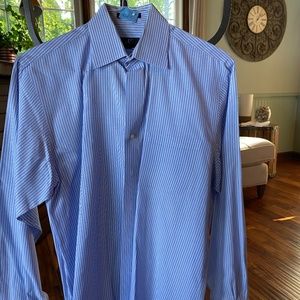Blue Striped Calvin Klein Men's Dress Shirt
